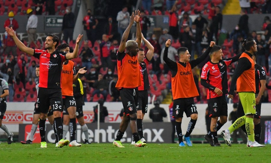 Jugadores del Atlas tras eliminar a Rayados