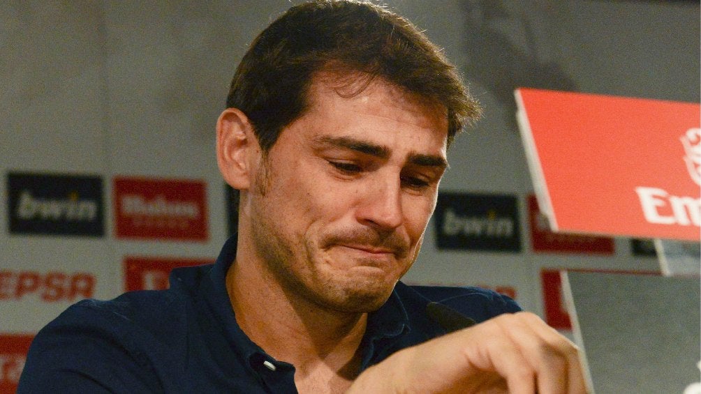 Iker Casillas en rueda de prensa con el Real Madrid