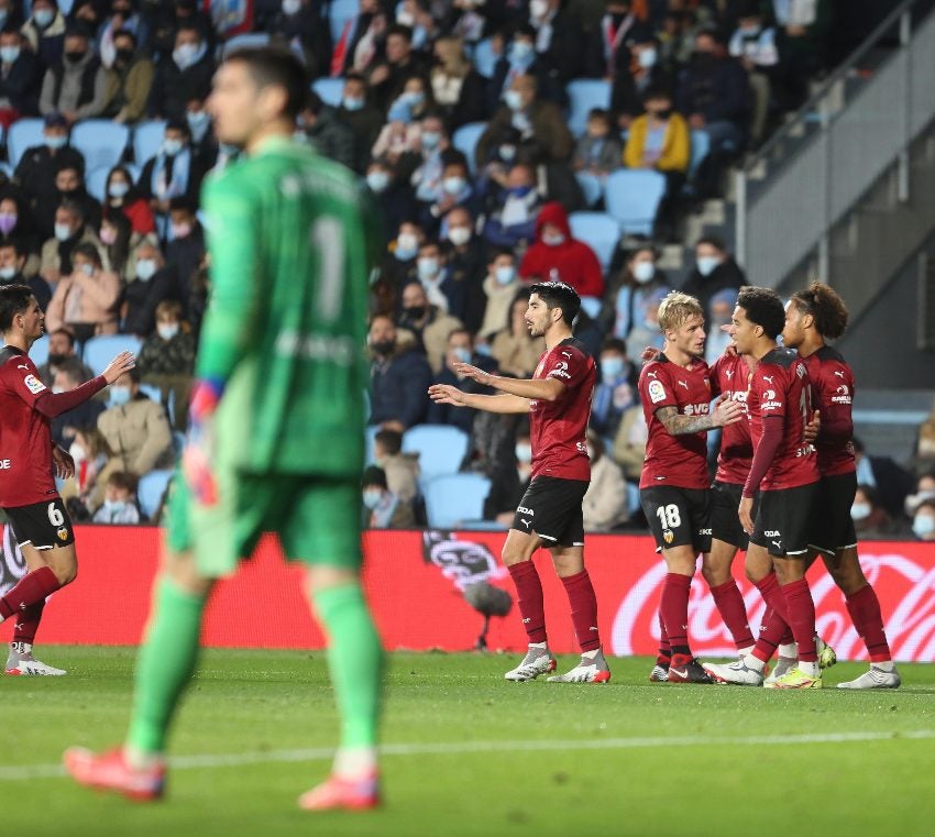 Jugadores del Valencia festejando un gol a favor