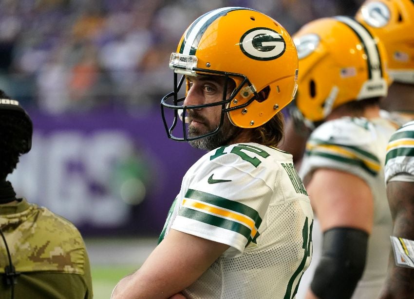 Rodgers en un partido de los Packers en la NFL 