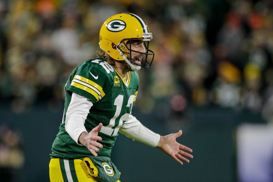 Aaron Rodgers durante un partido con Green Bay