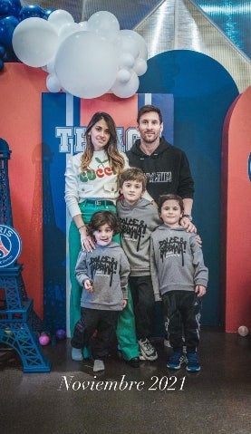 La familia Messi reunida celebrando el cumpleaños nueve de Thiago
