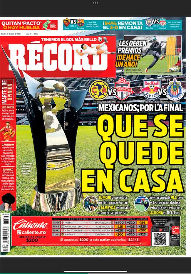 Portada de RÉCORD en 2018 sobre las quejas de la plantilla de Chivas