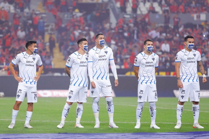 Jugadores de Rayados previo a un juego ante Atlas