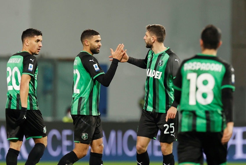 Jugadores del Sassuolo celebrando un gol a favor