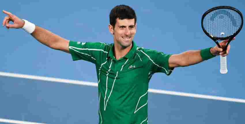 Djokovic celebrando un triunfo 