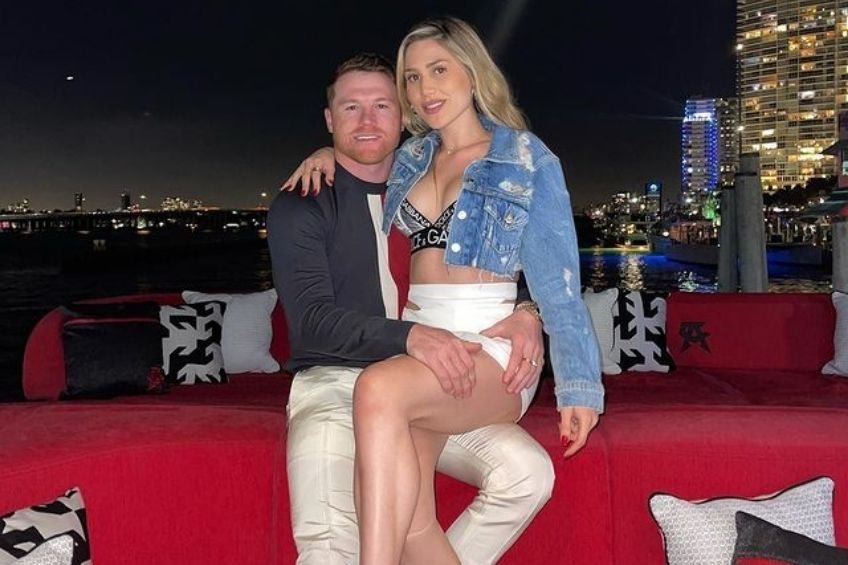 Canelo y su esposa en Miami