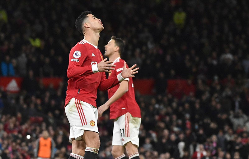 Cristiano Ronaldo durante un duelo con el Manchester United