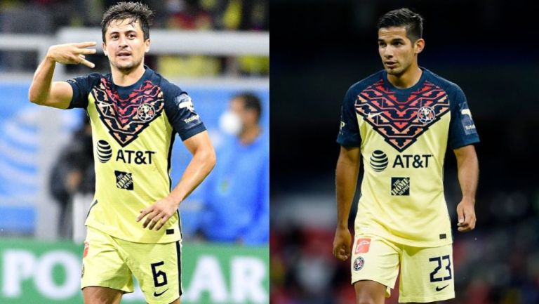 Madrigal y López en un juego de las Águilas del América