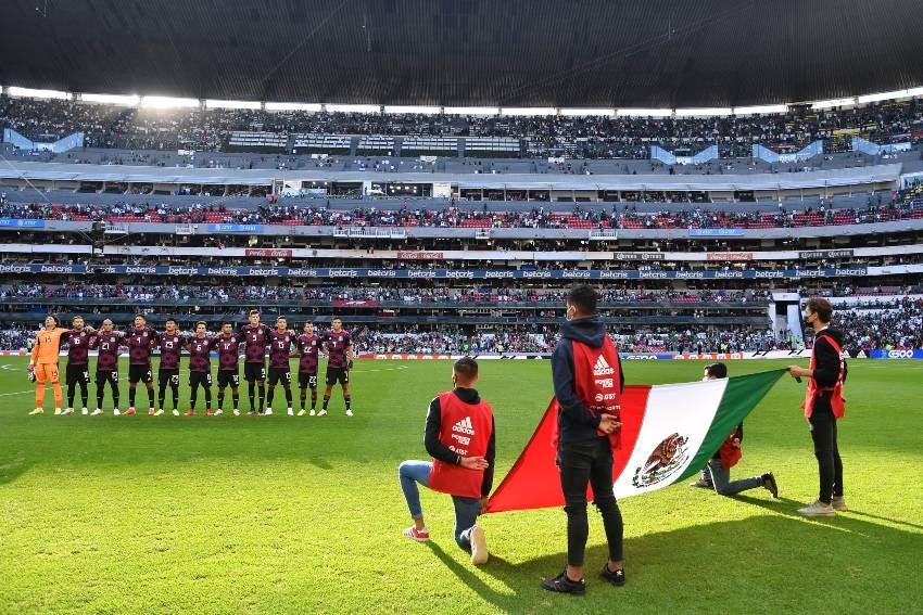 Jugadores de la Selección Mexicana previo a un partido