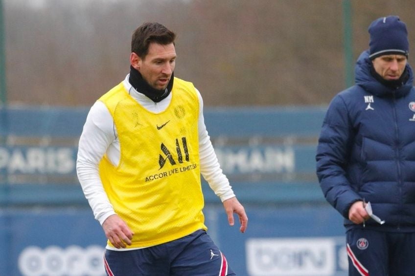 Lionel Messi en su regreso a los entrenamientos 