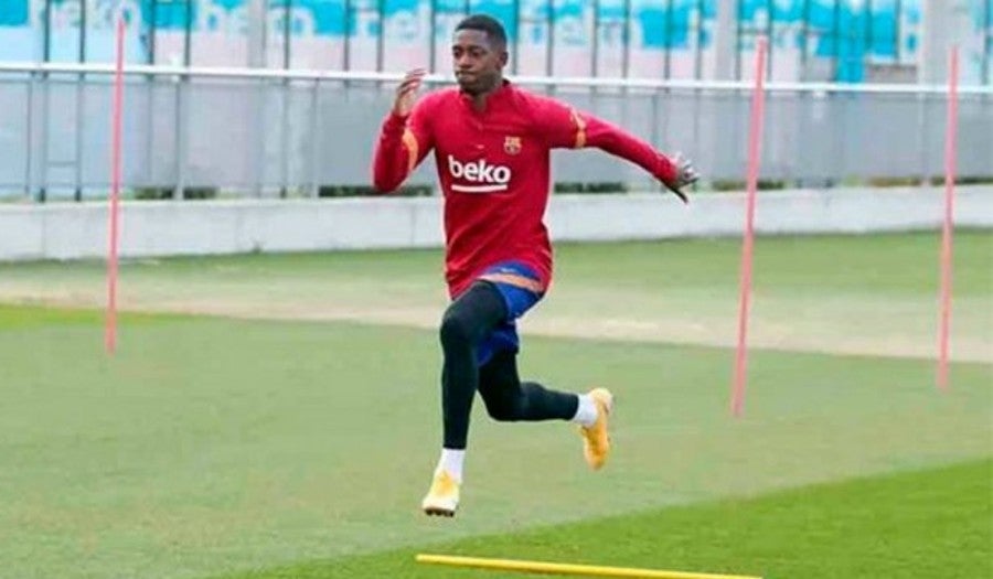 Dembélé en entrenamiento