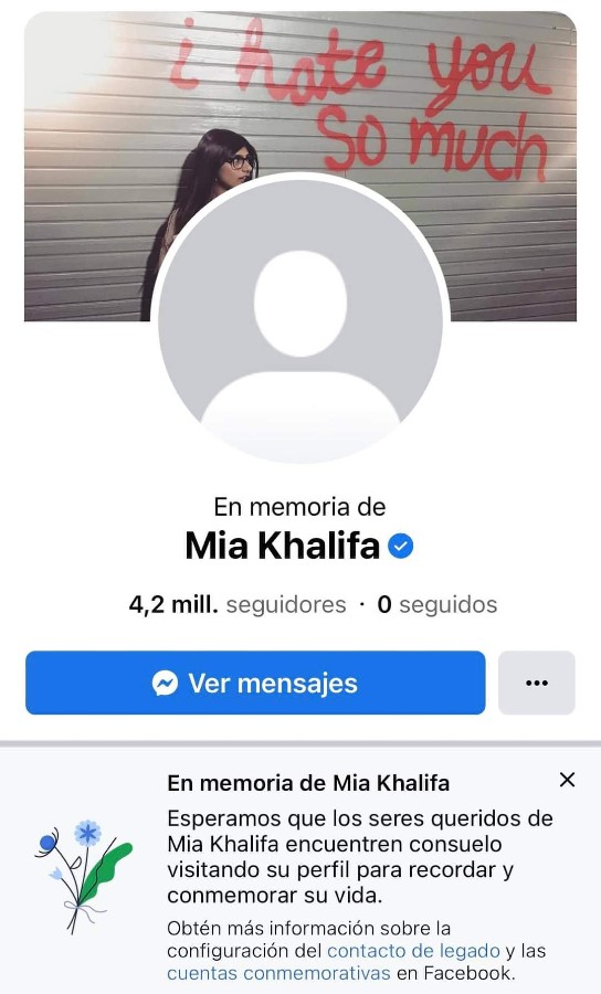 Perfil de Mia Khalifa en Facebook