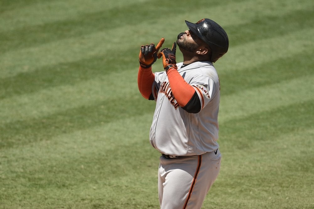 Pablo Sandoval, en festejo tras una jugada