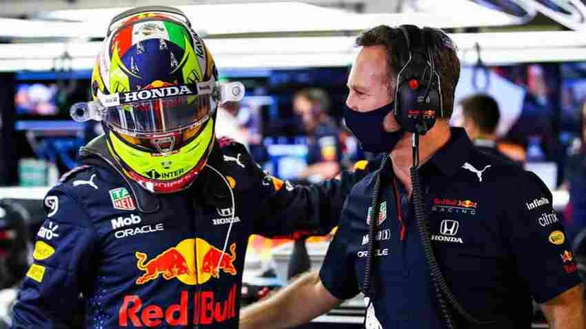 TWITTER: @SChecoPerez Christian Horner y Checo Pérez