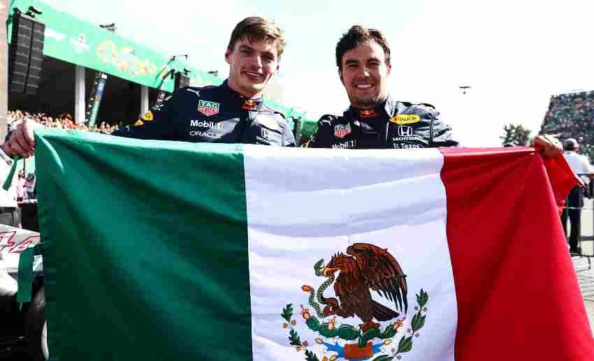 TWITTER: @SChecoPerez Max Verstappen y Sergio Pérez en el GP México
