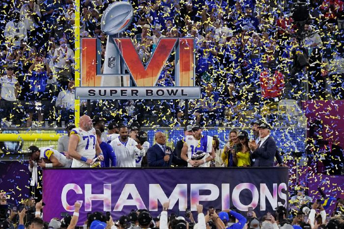 Rams festejando título de la NFL