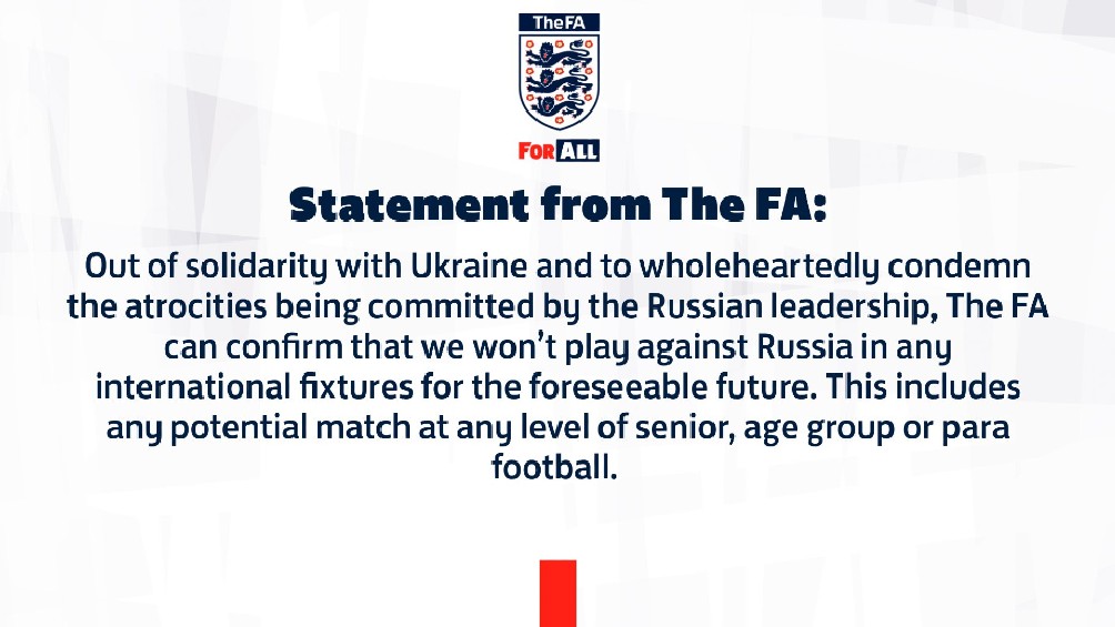 Comunicado emitido por la Federación Inglesa de Futbol