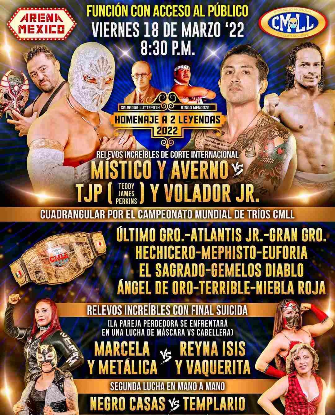 El cartel de la Arena México de esta noche