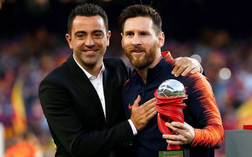 Xavi y Messi juntos en el Camp Nou