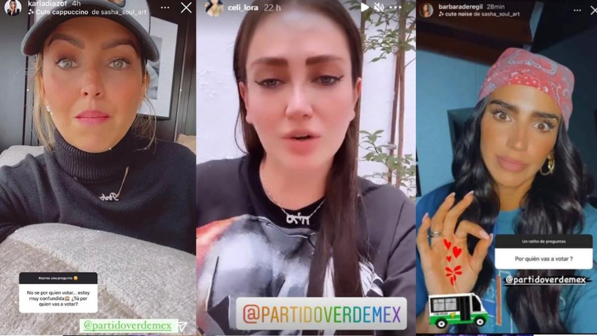 Karla Díaz, Celia Lora y Barbara de Regil, influencers que apoyaron al PV