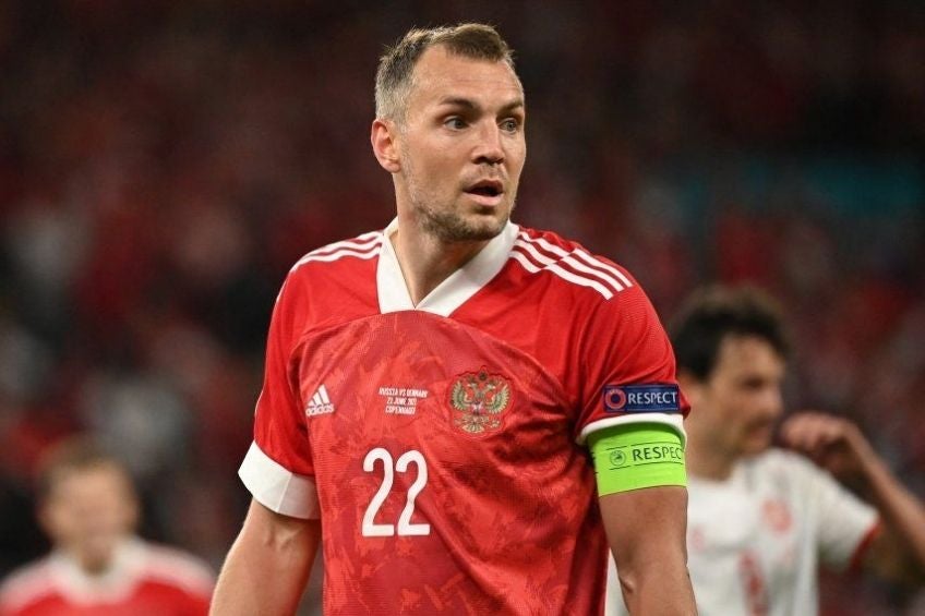 Dzyuba durante un partido de Rusia