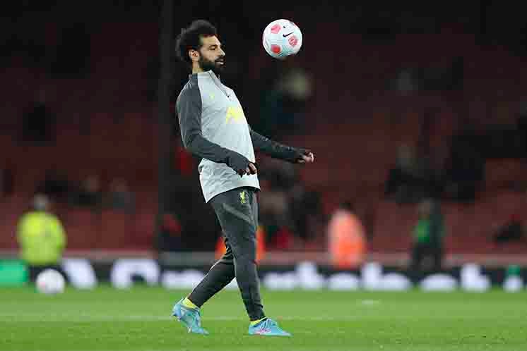 Mohamed Salah, antes de un partido del Liverpool