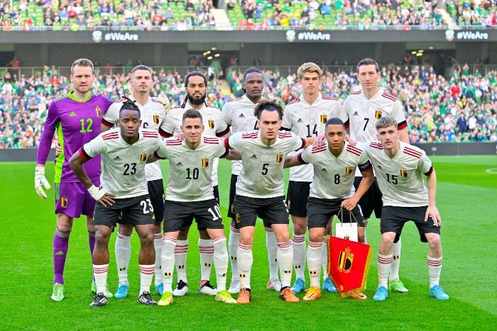 Jugadores de Bélgica previo al partido