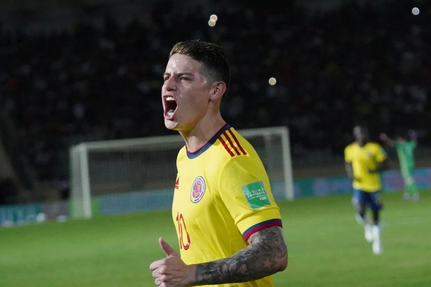 James celebrando su gol vs Venezuela