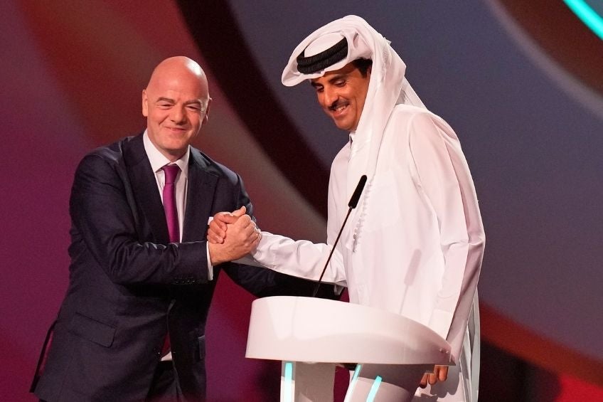 Gianni Infantino en el sorteo de Qatar 2022