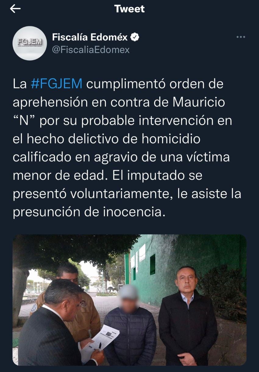 Comunicado de la Fiscalía de EDOMEX 