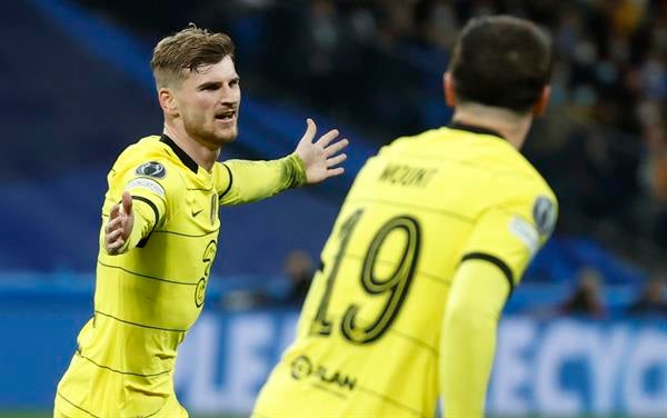 Timo Werner en festejo con Chelsea