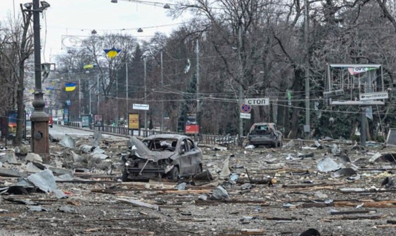 La ciudad Kharkiv tras ser atacada