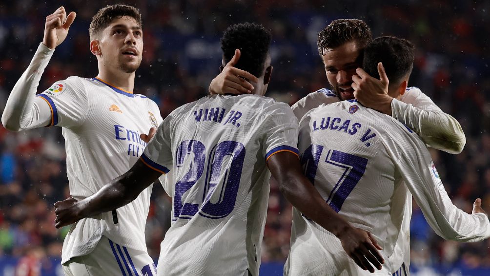 Jugadores del Real Madrid festejando gol en LaLiga