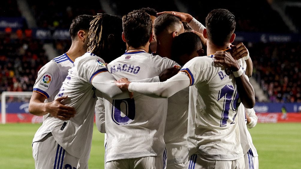 Jugadores del Real Madrid festejando gol en LaLiga