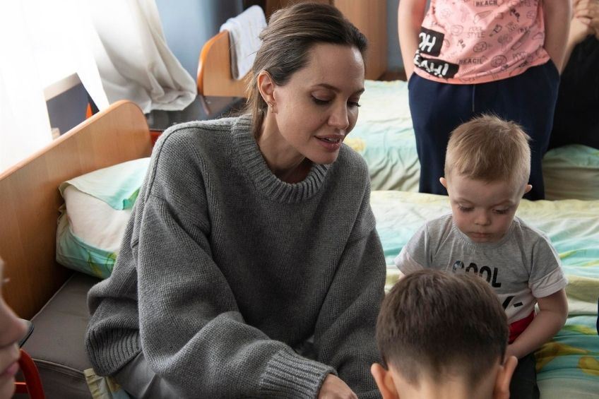Angelina Jolie en su visita a Leópolis