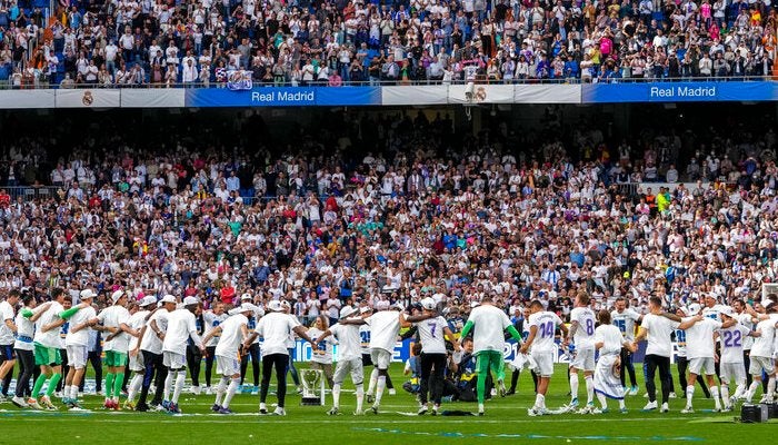 El Real Madrid celebra el título de la Liga española