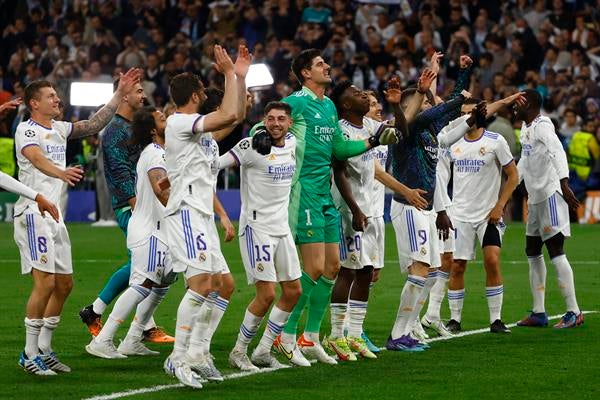 Jugadores del Real Madrid en festejo