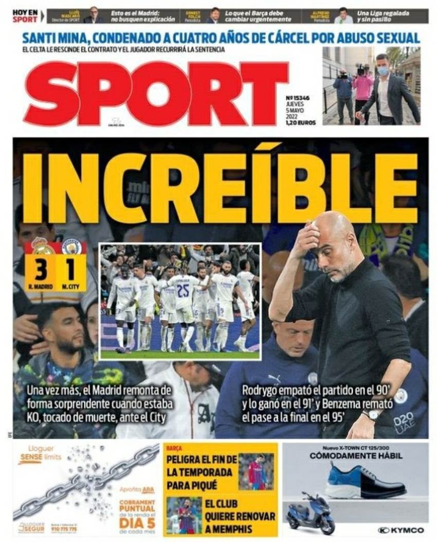 Portada de Sport dedicada al Madrid