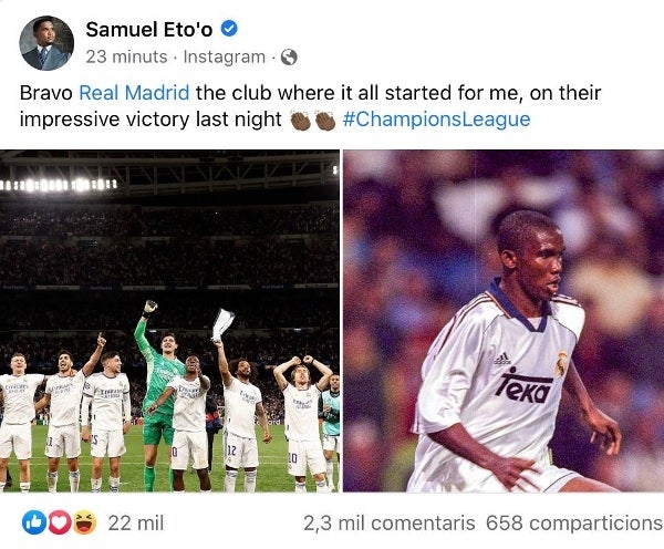 Mensaje de Eto´o al Real Madrid 