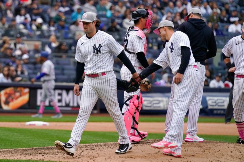 Jugadores de los Yankees en un juego de la MLB