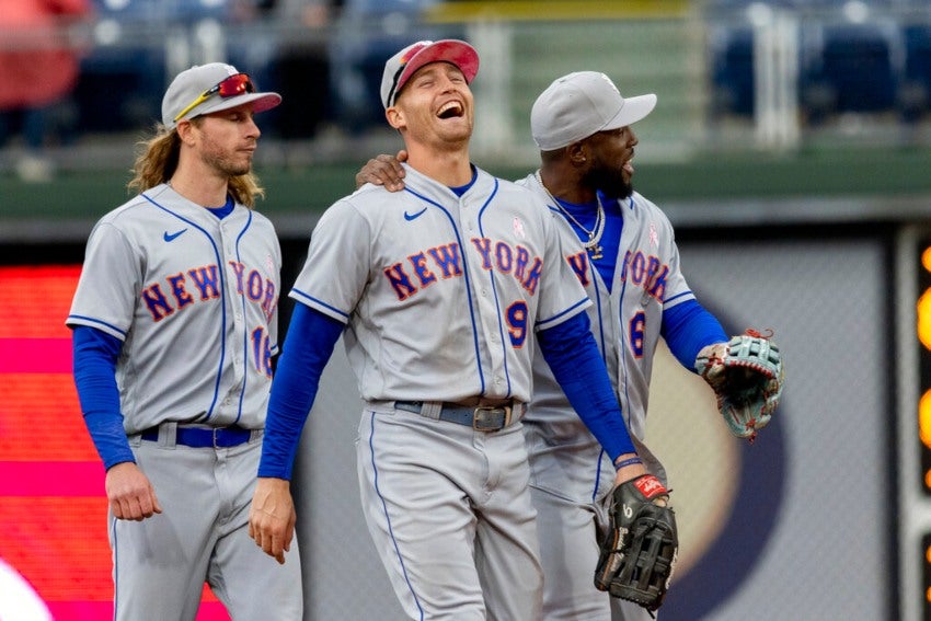 Jugadores de los Mets en un juego de la MLB