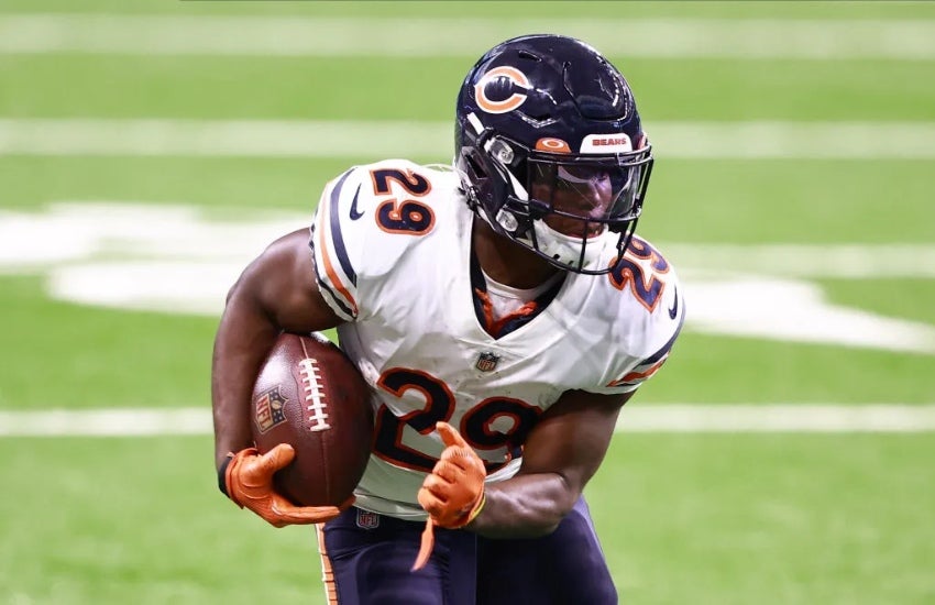 Tarik Cohen en un juego con los Chicago Bears