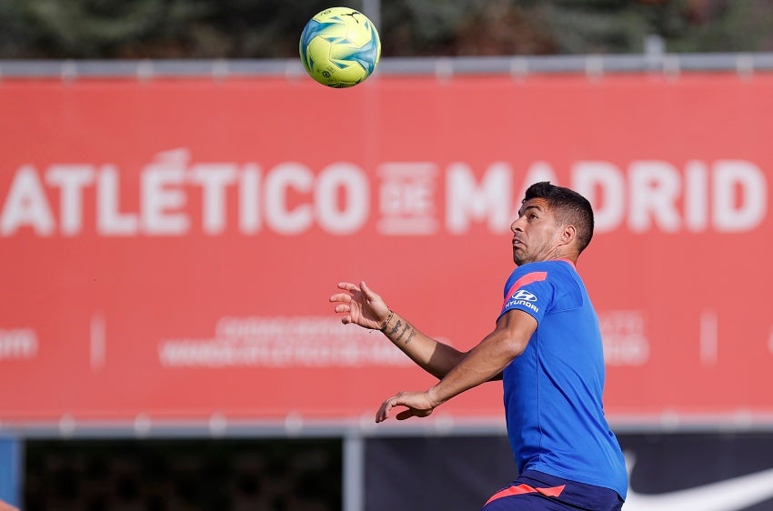 Suárez en su último entrenamiento colchonero