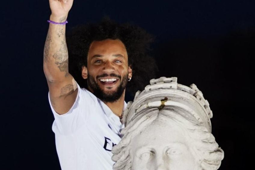 Marcelo durante el festejo de la Champions League