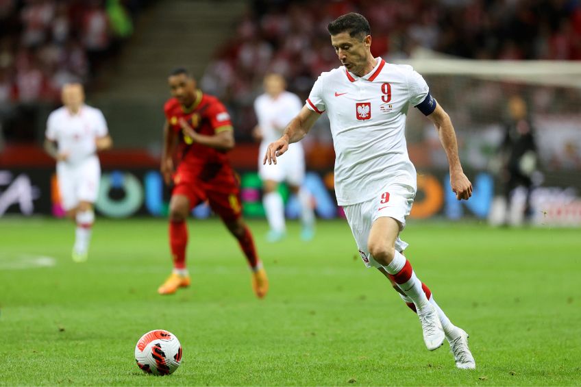 Robert Lewandowski durante un partido de Polonia