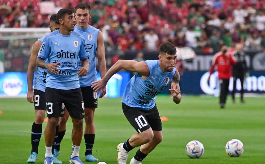 Gorriarán en entrenamiento con la selección de Uruguay