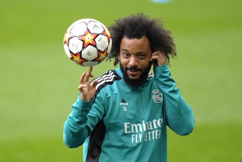 Marcelo en un entrenamiento del Real Madrid