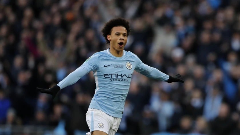 Leroy Sane con el Manchester City