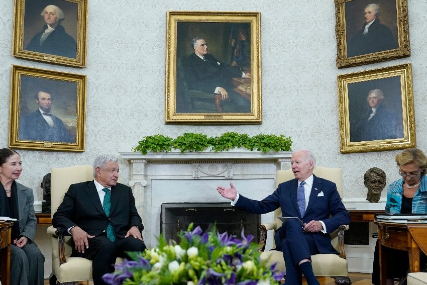 Joe Biden y AMLO en la reunión bilateral en EU